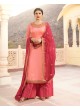 Peach Georgette Satin Skirt Kameez Kaseesh Fortune 7531 By Vinay Fashion