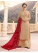 Gold Georgette Satin Skirt Kameez Kaseesh Fortune 7533 By Vinay Fashion