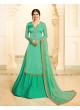 Green Georgette Satin Skirt Kameez Kaseesh Fortune 7534 By Vinay Fashion