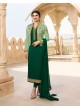 Green Georgette Satin Jacket Style Suit Kaseesh Fortune 7536 By Vinay Fashion