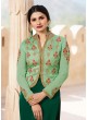 Green Georgette Satin Jacket Style Suit Kaseesh Fortune 7536 By Vinay Fashion