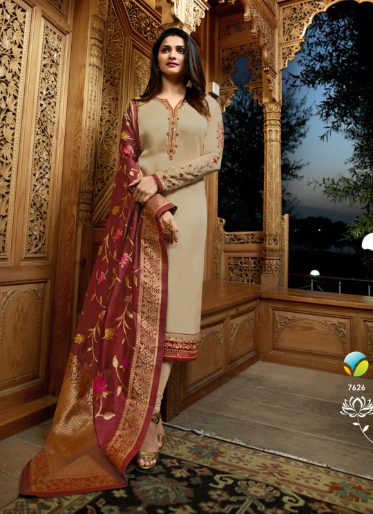 Beige Satin Churidar Suits Banaras 2 7626 By Vinay Fashion Beige Satin Churidar Suits Banaras 2 7626 By Vinay Fashion