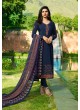 Blue Crepe Straight Suit Silkina Royal Crepe 17 7891 By Vinay Fashion
