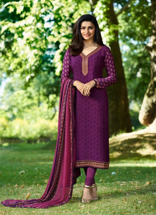 Purple Crepe Straight Suit Silkina Royal Crepe 17 7897 By Vinay Fashion