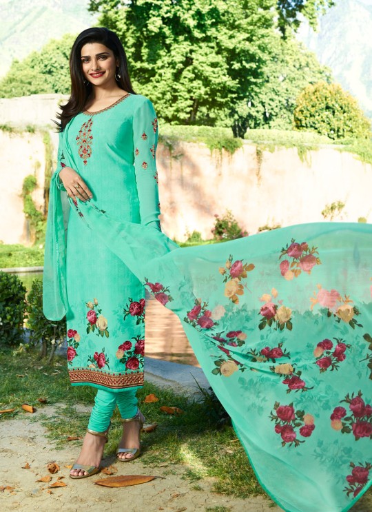Turquoise Crepe Straight Suit Silkina Royal Crepe 17 7898 By Vinay Fashion