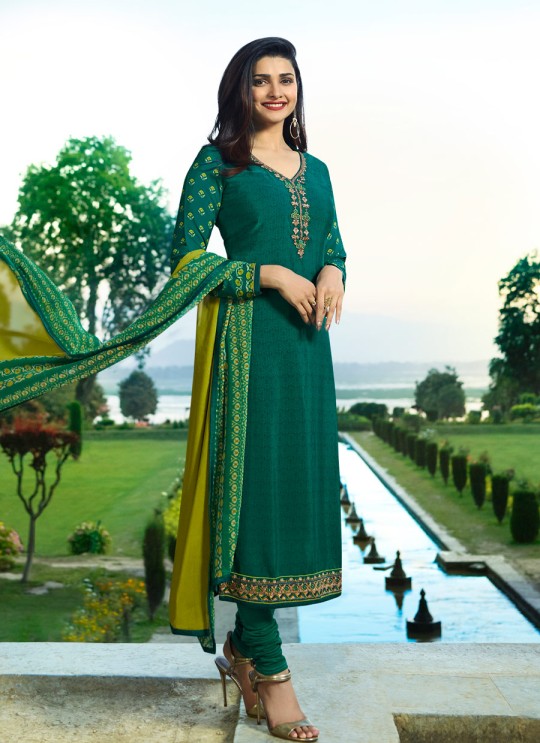 Gren Crepe Straight Suit Silkina Royal Crepe 17 7900 By Vinay Fashion