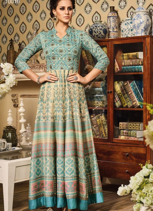 Blue Art Silk Gown Suit By Vipul Fashion VIPUL-10010