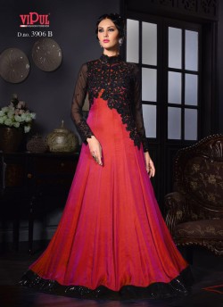 Red Art Silk Gown Style Anarkali By Vipul Fashion Vipul-3906C RED