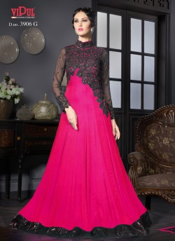 Pink Art Silk Gown Style Anarkali By Vipul Fashion Vipul-3906G PINK