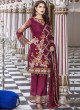 Magenta Faux Georgette Pant Style Suit Maryams 1001 By Volono Trendz