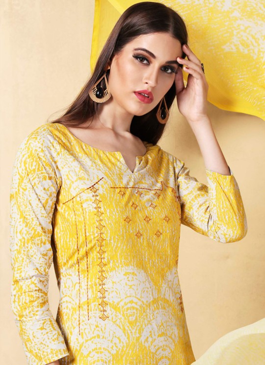 Yellow Cambric Cotton  Pant Style Suit Saidha vol 1 1001 By Volono Trendz