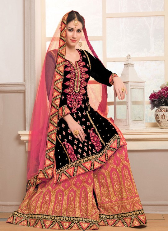 Black Faux Georgette Sharara kameez Bridal Vol-1 1001 By Volono Trendz Black Faux Georgette Sharara kameez Bridal Vol-1 1001 By Volono Trendz