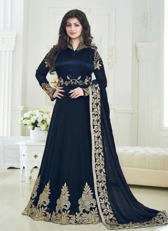 Blue Faux Georgette Floor Length Anarkali Pari Princess 179 By Volono Trendz