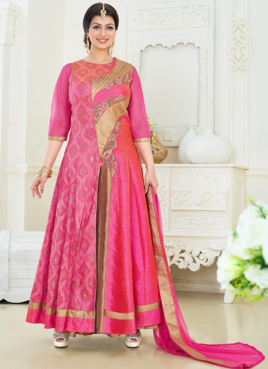 Pink Art Silk Anarkali Suit Pari Vol-6 186 By Volono Trendz