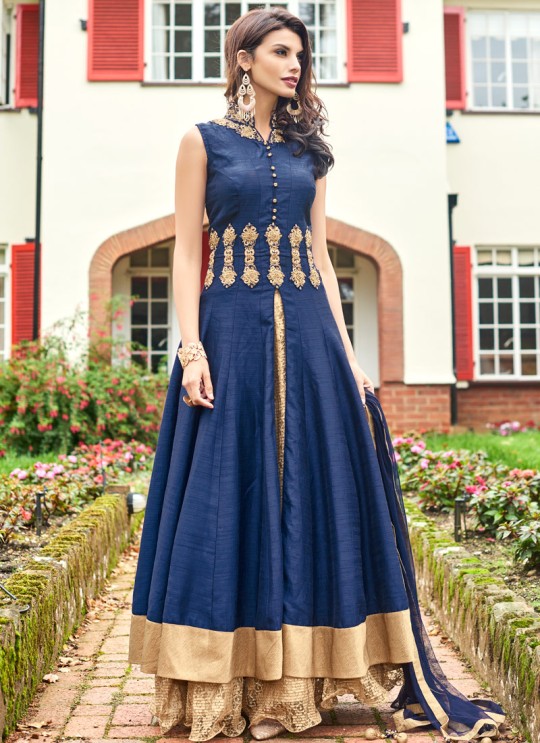 Blue Banarsi Silk Floor Length Anarkali Pari Vol-7 188 By Volono Trendz