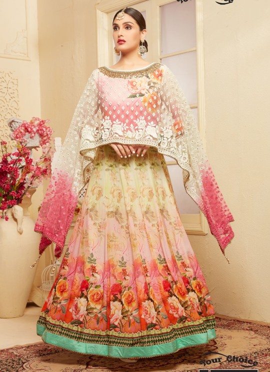 Pink Georgette Anarkali With Cape Top DEERHAM 2 2678 By Your Choice