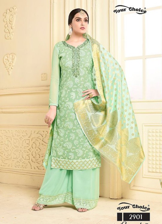Pista Green Bamberg Georgette Palazzo Suit LASHA 2901 By Your Choice