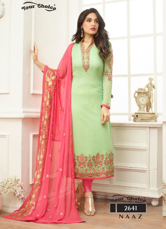 Pista Green Georgette Straight Cut Suit NAAZ 2641 By Your Choice