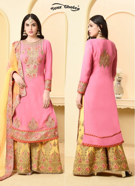 Pink Faux Georgette Pakistani Sharara Suit SARARA 2 2878 By Your Choice