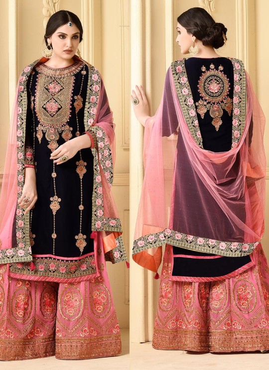 Black Faux Georgette Pakistani Sharara Suit SARARA 3 2922 By Your Choice