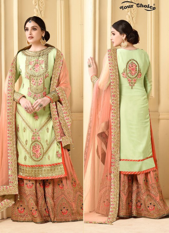 Pista Green Faux Georgette Pakistani Sharara Suit SARARA 3 2924 By Your Choice