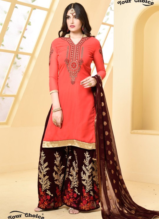 Pink Faux Georgette Pakistani Sharara Suit SHEHZADI 2891 By Your Choice