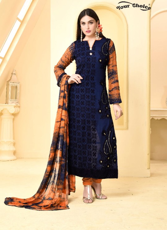 Blue Chiffon Straight Suits 2969 Dinnar Vol 19 By Your Choice Surat