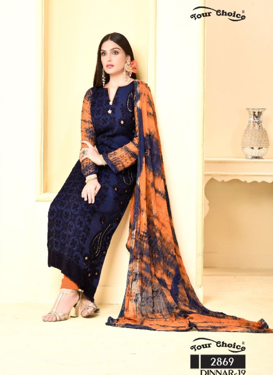 Blue Chiffon Straight Suits 2969 Dinnar Vol 19 By Your Choice Surat