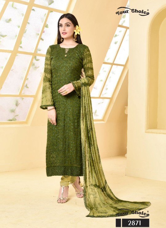 Green Chiffon Straight Suits 2871 Dinnar Vol 19 By Your Choice Surat
