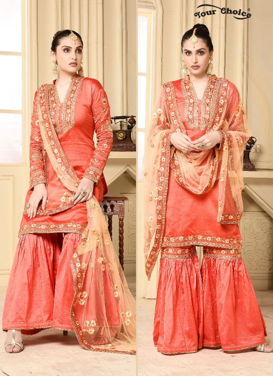Pink Jam Silk Cotton Sharara Style Suit 2911 Your Choice G-5 By Your Choice Surat