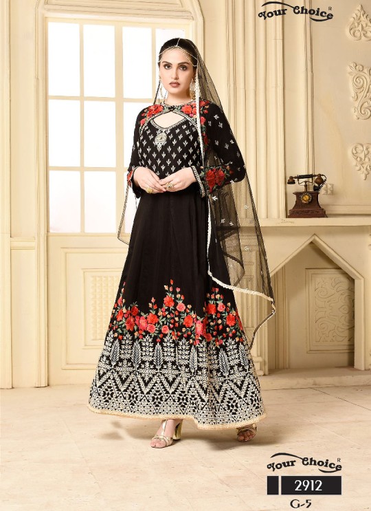 Black Silk Anarkali Suit 2912 Your Choice G-5 By Your Choice Surat