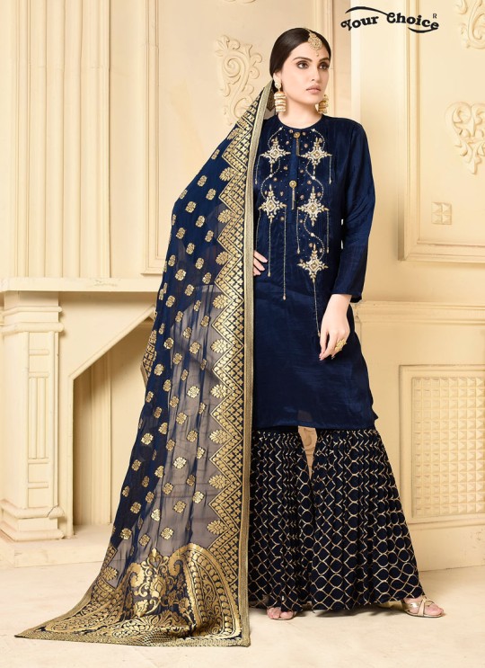 Blue Georgette Sharara Style Suit 2914 Zaraa By Your Choice Surat