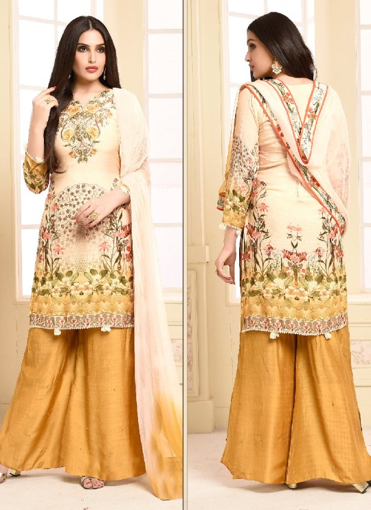 Pink N Yellow Cotton Palazzo Suit 2935 Rajori 2 By Your Choice Surat