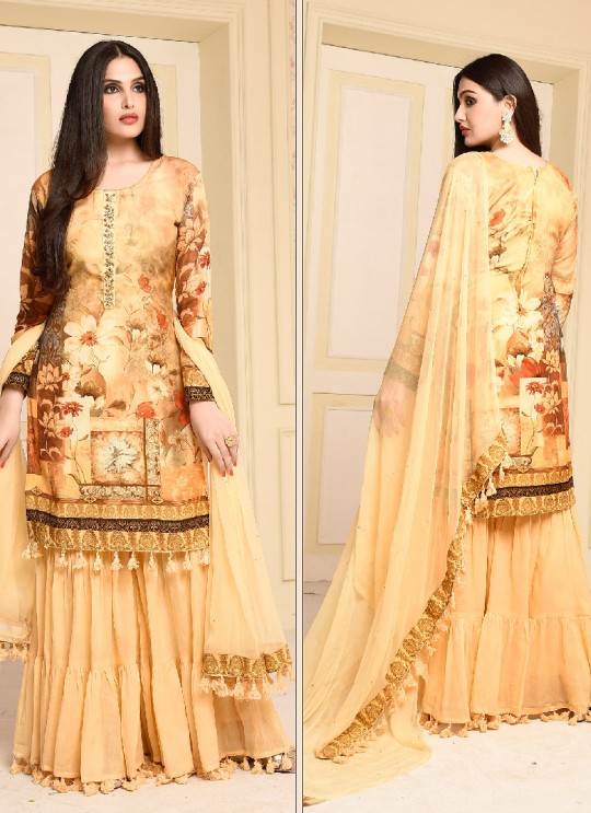 Yellow Cotton Sharara Style Suit 2937 Rajori 2 By Your Choice Surat