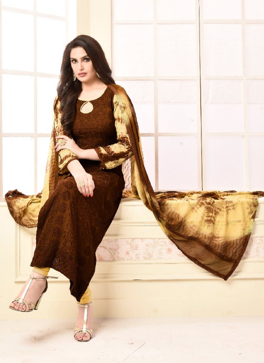 Brown Chiffon Straight Suits 2940 Dinnar Vol 20 By Your Choice Surat