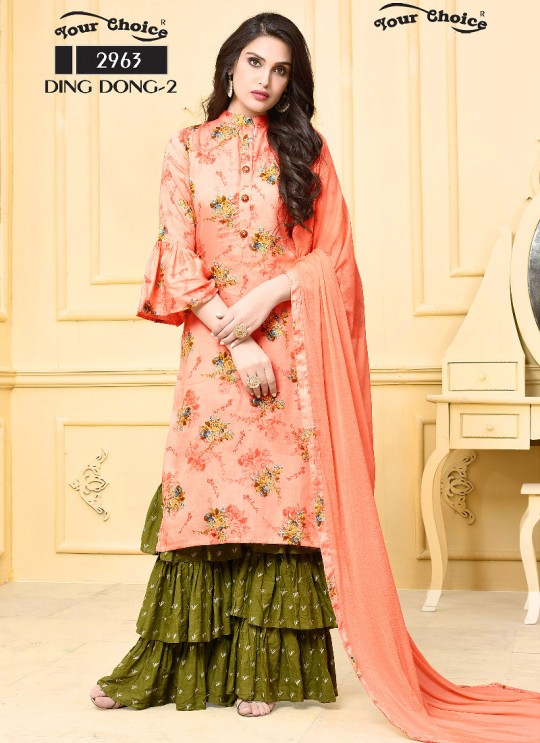 Pink Jam Silk Cotton Sharara Style Suit 2963 Ding Dong Vol 2 By Your Choice Surat