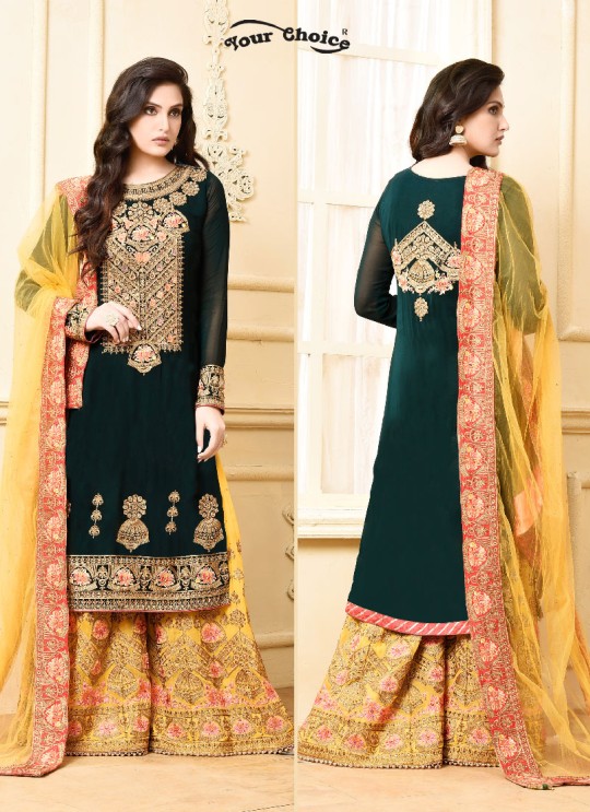 Green Georgette Sharara Style Suit 2970 Sarara 4 By Your Choice Surat