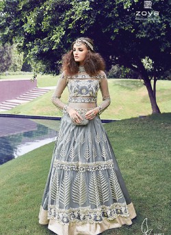 Grey Net Anarkali With Skirt 16002 Zoya 16001 Series By Zoya