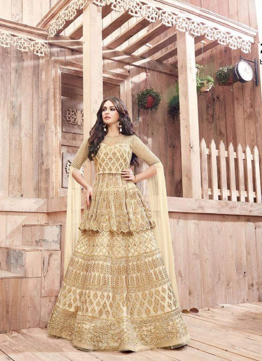 Cream Net IndowesternSuit 21001 ENGAGED 21001 TO 21004 SERIES BY ZOYA By Zoya