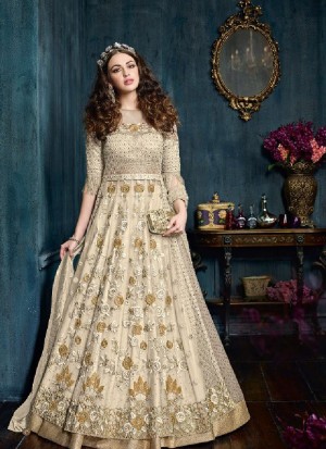 Buy online Gold Net Floor Length Anarkali 22001B Zoya Celebrity