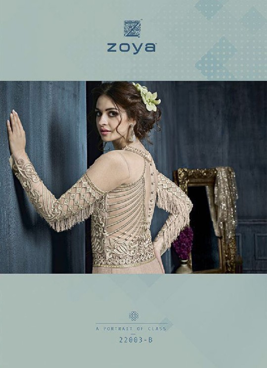 Beige Net Anarkali With Skirt 22003B Zoya Celebrity 22001 Series By Zoya