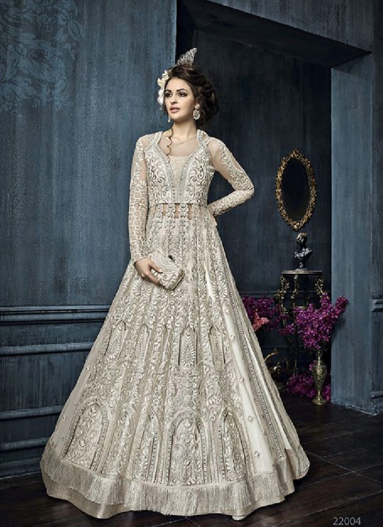 Off-white Net Anarkali With Skirt 22004 Zoya Celebrity 22001 Series By Zoya