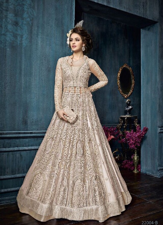 Peach Net Anarkali With Skirt 22004B Zoya Celebrity 22001 Series By Zoya