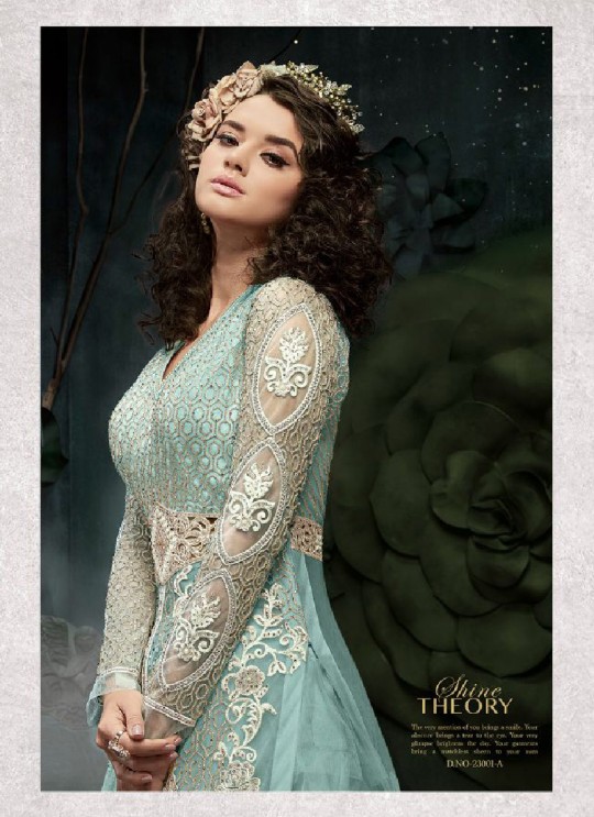 Turquoise Net Anarkali With Skirt 23001A Zoya SAPARKLE By Zoya