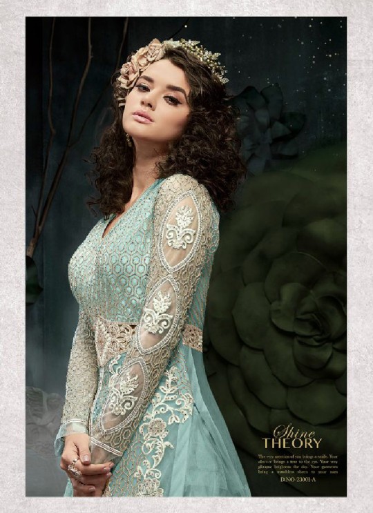Turquoise Net Anarkali With Skirt 23001A Zoya SAPARKLE By Zoya Turquoise Net Anarkali With Skirt 23001A Zoya SAPARKLE By Zoya