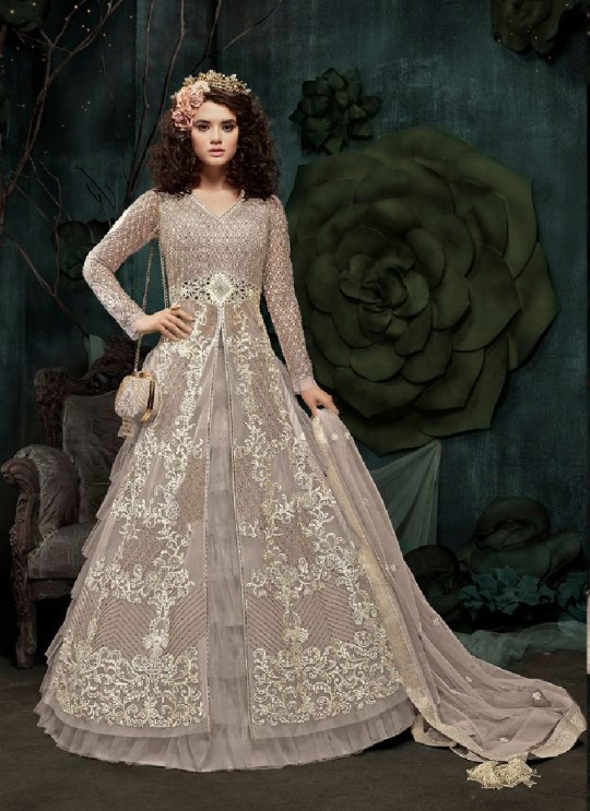 Brown Net Anarkali With Skirt 23001B Zoya SAPARKLE By Zoya