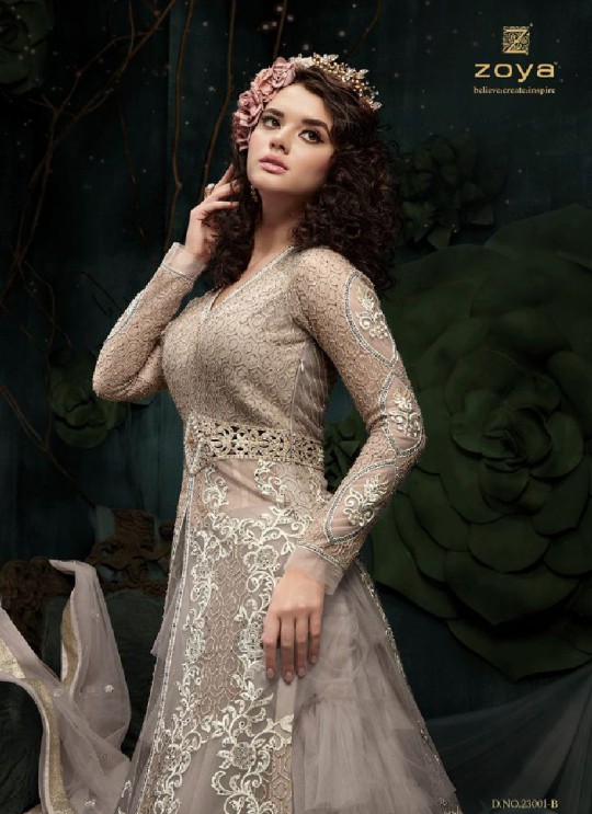 Brown Net Anarkali With Skirt 23001B Zoya SAPARKLE By Zoya Brown Net Anarkali With Skirt 23001B Zoya SAPARKLE By Zoya