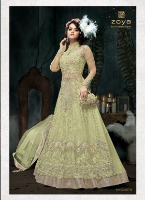 Salwar Kameez Wholesale Online Green Net Gown Style Anarkali