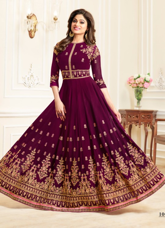 Aashirwad Celebrity Magenta Faux Georgette Anarkali Suit By Aashirwad Celebrity-10005