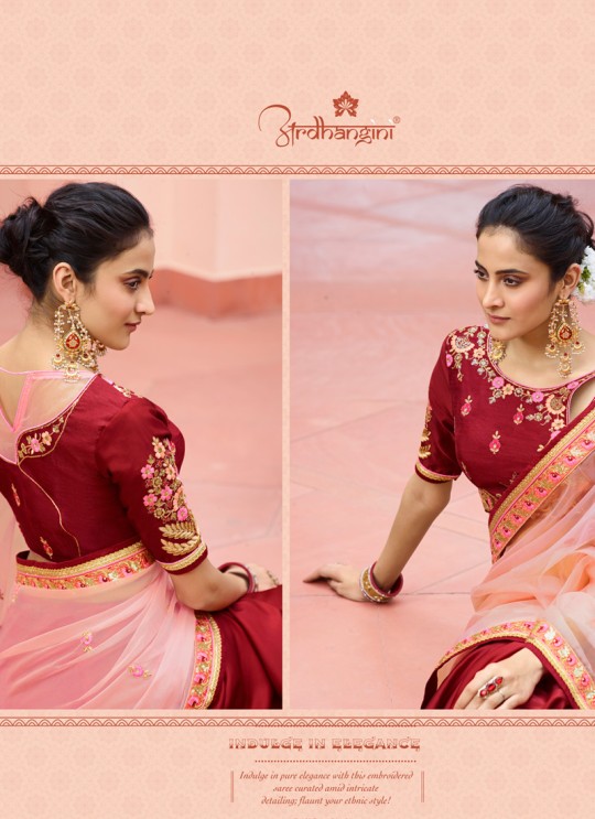 Maroon N Pink Silk Half N Half Saree Srushti Vol 1 4114 By Ardhangini